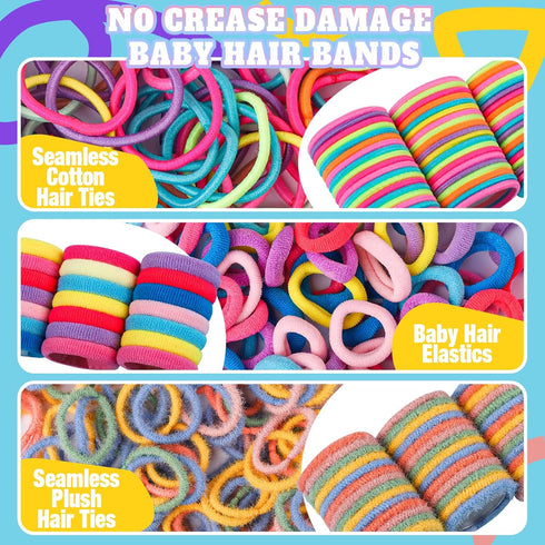Teenitor Colorful Hair Accessories for Girls, Elastic Hair Ties Set with Clips and Glitter Bobby Pins