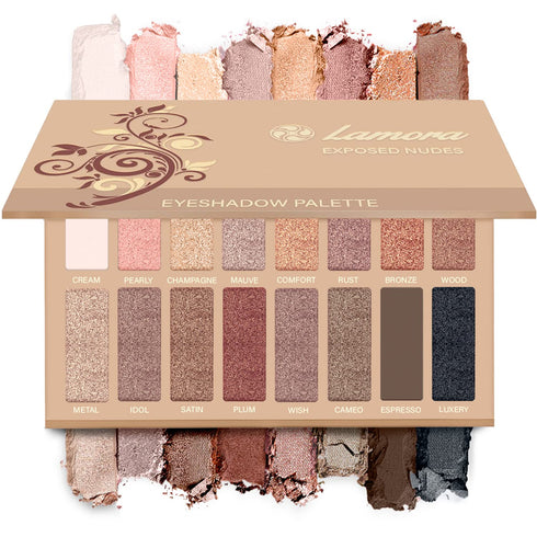 Lamora Eyeshadow Palette, Makeup with 16 Highly Pigmented Matte & Shimmer Shades, Vegan & Blendable