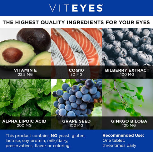 Viteyes Optic Nerve Support Supplement, Premium Ocular Nutrition Blend, 90 Tablets