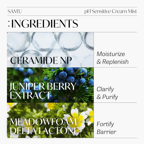 SAM’U PH Sensitive Cream Mist | Daily Face Moisturizer for Men & Women | Hydrating Spray for Makeup Fixer