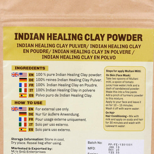 SVATV Fuller's Earth Powder | Multani Mitti | Indian Healing Clay for Deep Skin Pore Purifying Face Mask - 227g