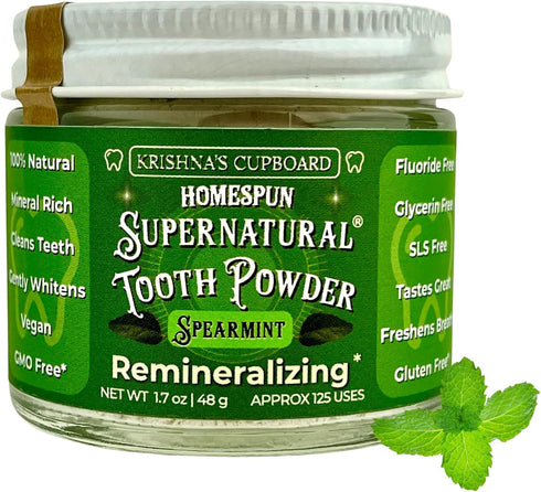 Krishna's Cupboard Krishnas Cupboard Supernatural Tooth Powder All Natural Remineralizing & Whitening Tooth Powder,