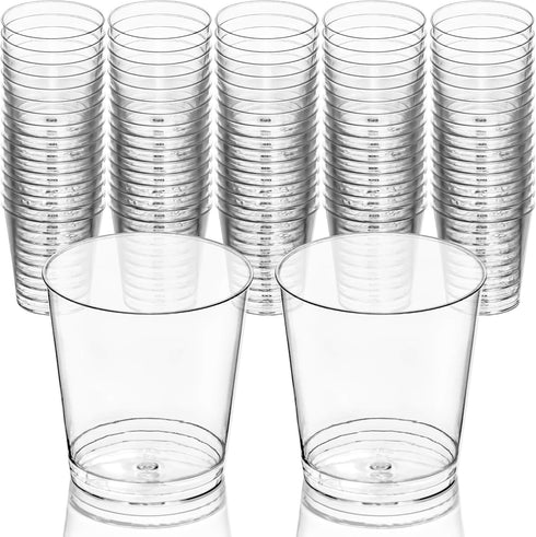 DecorRack 1 Oz Shot Glasses, 80 Pack Hard Clear Plastic Disposable Mini Cups for Party