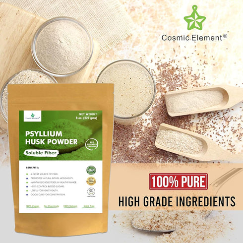 100% Pure Organic Psyllium Husk Powder, Fiber Supplement for Regularity and Keto Baking, 8 oz