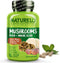 NATURELO Mushroom Supplement for Brain & Immune Health with Lion’s Mane, Reishi, Turkey Tail - 90 Vegan Capsules