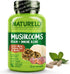 NATURELO Mushroom Supplement for Brain & Immune Health with Lion’s Mane, Reishi, Turkey Tail - 90 Vegan Capsules
