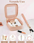 Mini Clear Makeup Bag | Small Leather Cosmetic Pouch for Purse | Cute Organizer for Car Travel Essentials (Pink Mini)