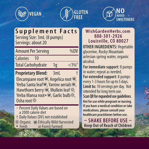 WishGarden Herbs Deep Lung & Bronchial Support - Natural Lung Support Supplement with Mullein Leaf, 2oz
