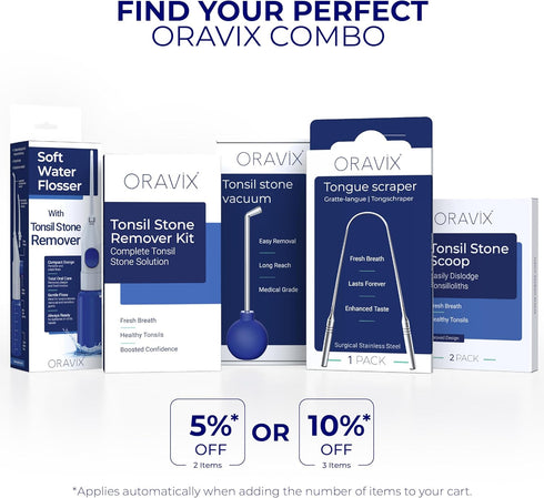 Oravix Tonsil Stone Vacuum, Tonsil Stone Removal Tool with Suction, Cupping Tool, Extractor for Tonsil Stones
