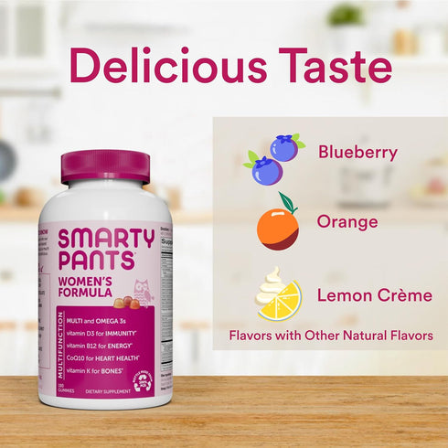 SmartyPants Women's Multivitamin Gummies - Omega 3 Fish Oil, Methylfolate, Vitamin D3, Gluten Free, 180 Count