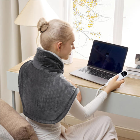 Bedsure Heating Pad for Neck and Shoulders Pain Relief - Electric Pad with 2-Hour Auto Shut Off, 6 Heating Levels & 3