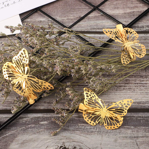 WILLBOND 24 Pieces Gold Butterfly Hair Clips, Cute Hollow Metal Hairpins, 90s Hair Accessories for Women Girls