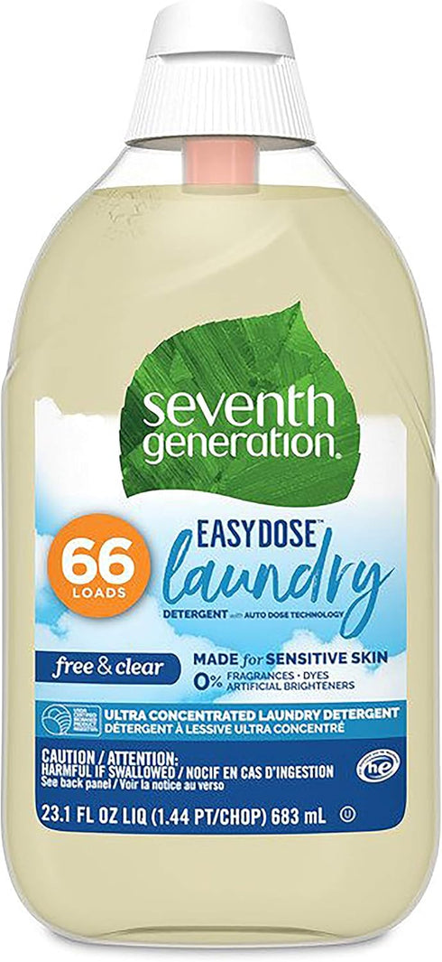 Seventh Generation Laundry Detergent, 23.1 Fl Oz | Ultra Concentrated EasyDose, Free & Clear