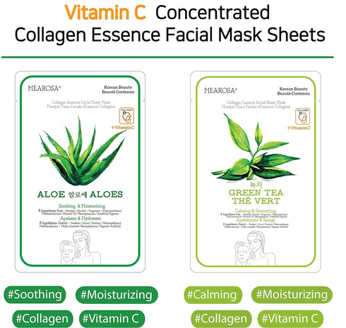 Vitamin C Collagen Firming Essence Face Mask, Premium Quality Sheet Mask for Skin Care (8 pack)