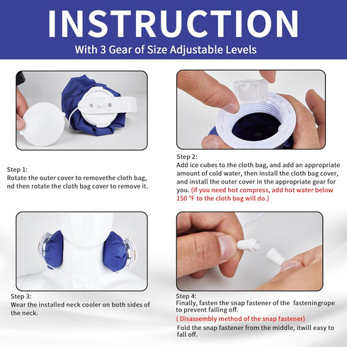 Neck Cooler for Hot Weather - Reusable Ice Pack Neck Cooling Device for Pain Relief (White Blue)