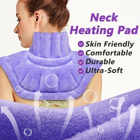 Microwave Heating Pad for Neck, Shoulders, and Back Pain Relief - Moist Heat, Weighted Microwavable Neck Wrap, Purple