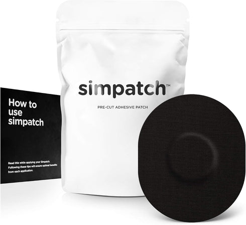 SIMPATCH Universal Adhesive Patch (25-Pack) - Waterproof Adhesive, CGM Patches, Black