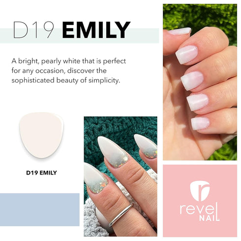 Revel Nail Dip Powder - White Chip Resistant Dip Nail Powder with Vitamin E and Calcium for DIY