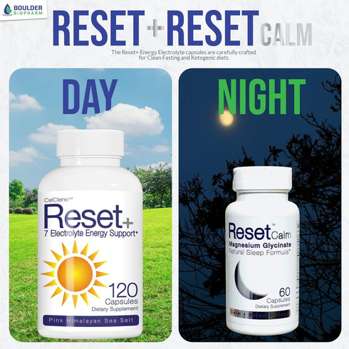 Reset+ 7 Energy Electrolytes - Methylated B12, Pink Salt, Magnesium, Potassium, Green Tea & Green Coffee Extracts,