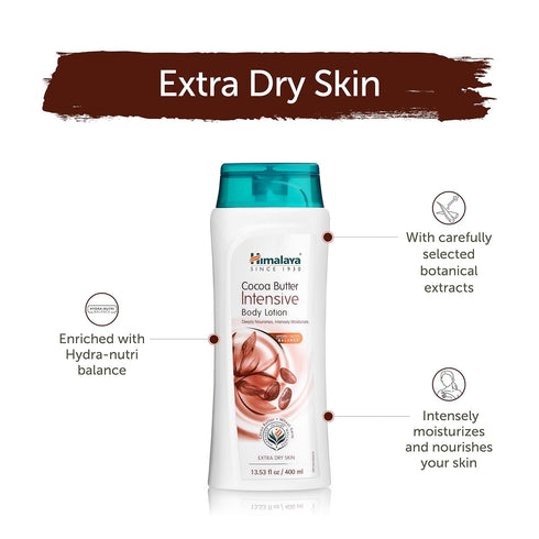 Himalaya Herbal Healthcare Cocoa Butter Intensive Body Lotion, Daily Ultra Moisturizer for Dry Skin, 2 Pack, 13.53 oz