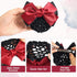 TXIN 3 Pieces Hair Snood Net Bun Cover, Knit Hairnet Bow Decor Barrette for Women, Black & Navy Blue & Red