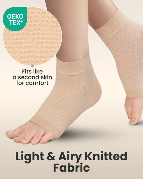 KEMFORD Ankle Compression Sleeve - Open Toe Compression Socks for Plantar Fasciitis, Swelling, Foot Support
