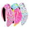 XIMA 3 PCS Sequin Headbands for Women and Girls, Neon Rainbow Sparkle Statement Top Knot Holiday Hair Accessories