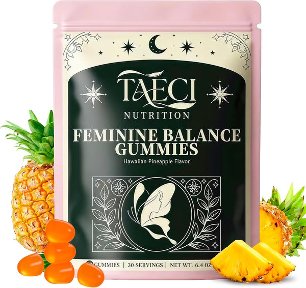 Taeci Premium Feminine Balance Gummies for Women Hawaiian Pineapple Flavor Supports pH &