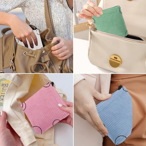 Teircno 2 PCS Corduroy Period Bag for women, Cute Sanitary Napkin Storage Bag Portable Period Pouch with Zipper