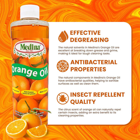 Medina Orange Oil Cleaner & Degreaser Concentrate | All Purpose Cleaner for Home, Outdoor, Garden, Automotive Use | 16oz