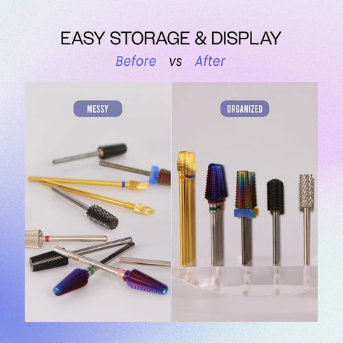 PANA Round Transparent Acrylic Nail Drill Bit Holder Display Organizer Stand - 12 Holes Clear for Manicure Tools (Drill