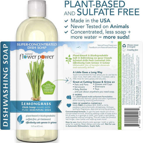 Liquid Dish Soap – Variety Pack – Citrus & Spice, Lemongrass, Lavender, Plant-Based, Vegan, 16 Fl Oz 3 Pack