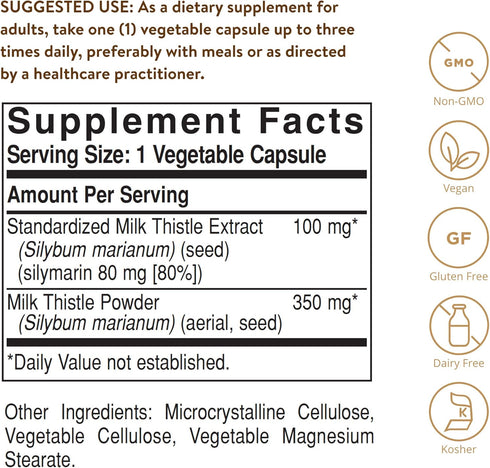 Solgar Full Potency Milk Thistle, 250 Vegetable Capsules