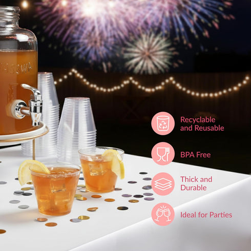 Pack 400 5oz Prestee of Small Clear Plastic Cups - Disposable Cocktail Glasses - Stackable Plastic Party Tumblers