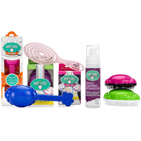 Knot Genie Detangling Hair Brush for Kids (Pink Relief) | Perfect for Curly Hair, Gently Separates Tangles, Leaves Hair