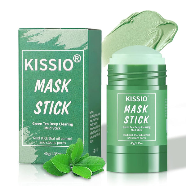 KISSIO Green Tea Mask Stick, Blackhead Remover Face Mask with Volcanic Mud for All Skin Types