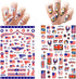 4th of July Nail Art Stickers, American Independence Day Design with Lips Flag Hearts Flame Shape for Women Girls