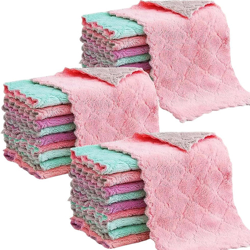 Tihzheoy Reusable Microfiber Kitchen Cleaning Cloths Super Absorbent, Quick-Drying Dish Towels for Kitchen