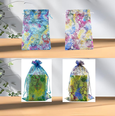 QIANHAILIZZ 100 Pack Colorful Tree Organza Jewelry Gift Pouch Candy Pouch Drawstring Wedding Favor Bags (turquoise,