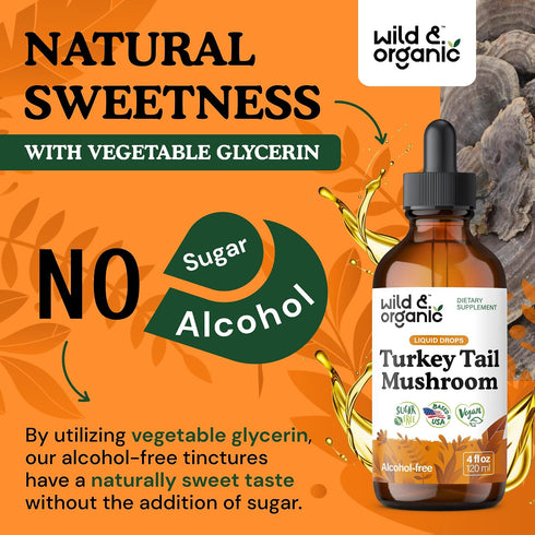 Immune 4 oz Wild & Organic Turkey Tail Mushroom Tincture - Support Drops with Turkey Tail Extract - Liquid Mushroom