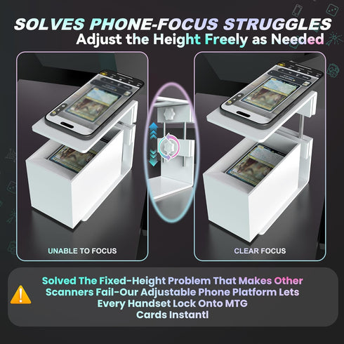 QWUIU Card Scanner Stand for MTG & TCG, Adjustable Height Trading Card Scanner, Phone Stand MTG Accessories, Fit