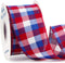 Ribbli Patriotic Check Wired Ribbon 2-1/2 Inch x 10 Yard Red/White/Blue for 4th of July, Wreaths, Outdoor Decor