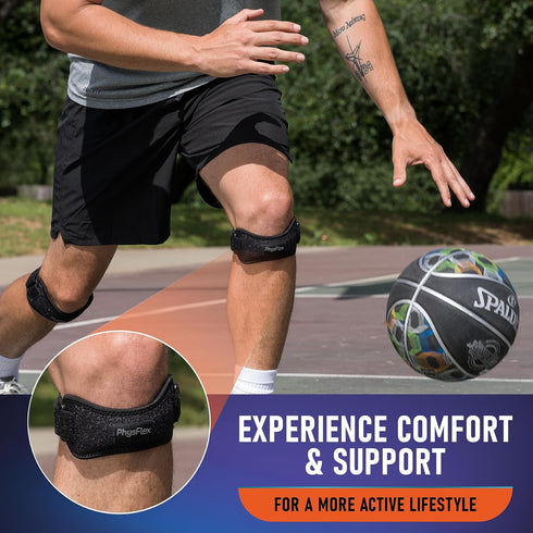 2 Pack Adjustable Patella Knee Brace, Knee Support and Pain Relief for Running, Hiking, Basketball, and Tendonitis