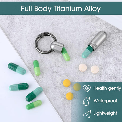 Qianyu 2 PCS Small Pill Case Micro Keychain Pill Holder Portable Waterproof Container Tiny Pocket Medicine Organizer