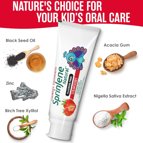 Sprinjene Kids Toothpaste, Strawberry Toothpaste for Kids, Natural SLS Free, Pack of 1