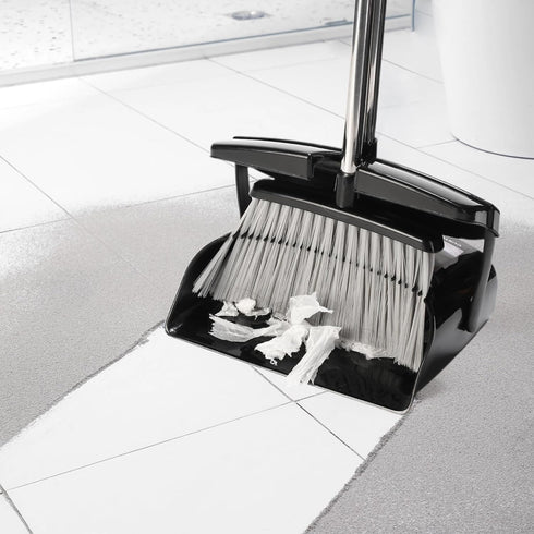 Broom and Dustpan Set for Home, Indoor Upright Dustpan Combo with Long Handle for Kitchen, Office