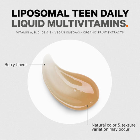 Codeage Multivitamins for Teens, Liquid Vitamin C, A, B6, B12, D3, E, Biotin, Zinc, Omega-3, Folate - Vegan, 30 Pouches