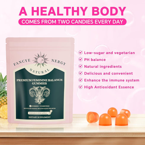 Shytrouy Gummies Immune 60 Vaginal Probiotics for Women Premium Feminine Balance for Women, Hawaiian Pineapple Flavor