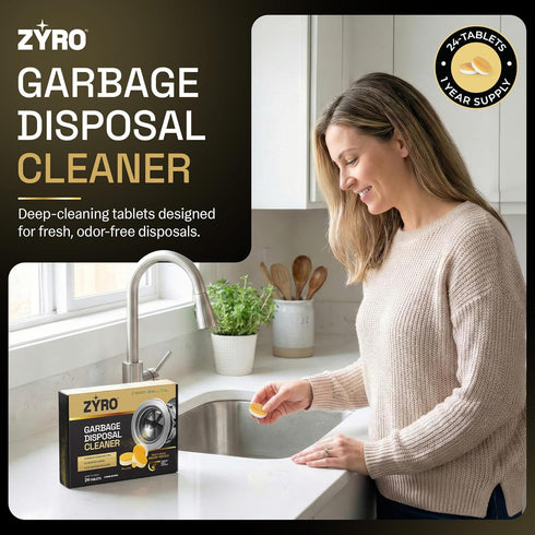 ZYRO PLUS 24 Pack 1 Garbage Disposal Cleaner and Deodorizer | | Kitchen Sink Cleaner Tablets | Eliminates Odor | Fights
