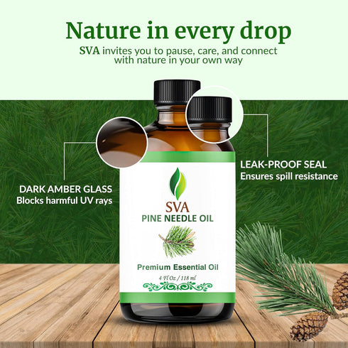 SVA Pine Needle Essential Oil, 4 Fl Oz, 100% Natural for Diffuser, Hair Care, Aromatherapy, Soap Making